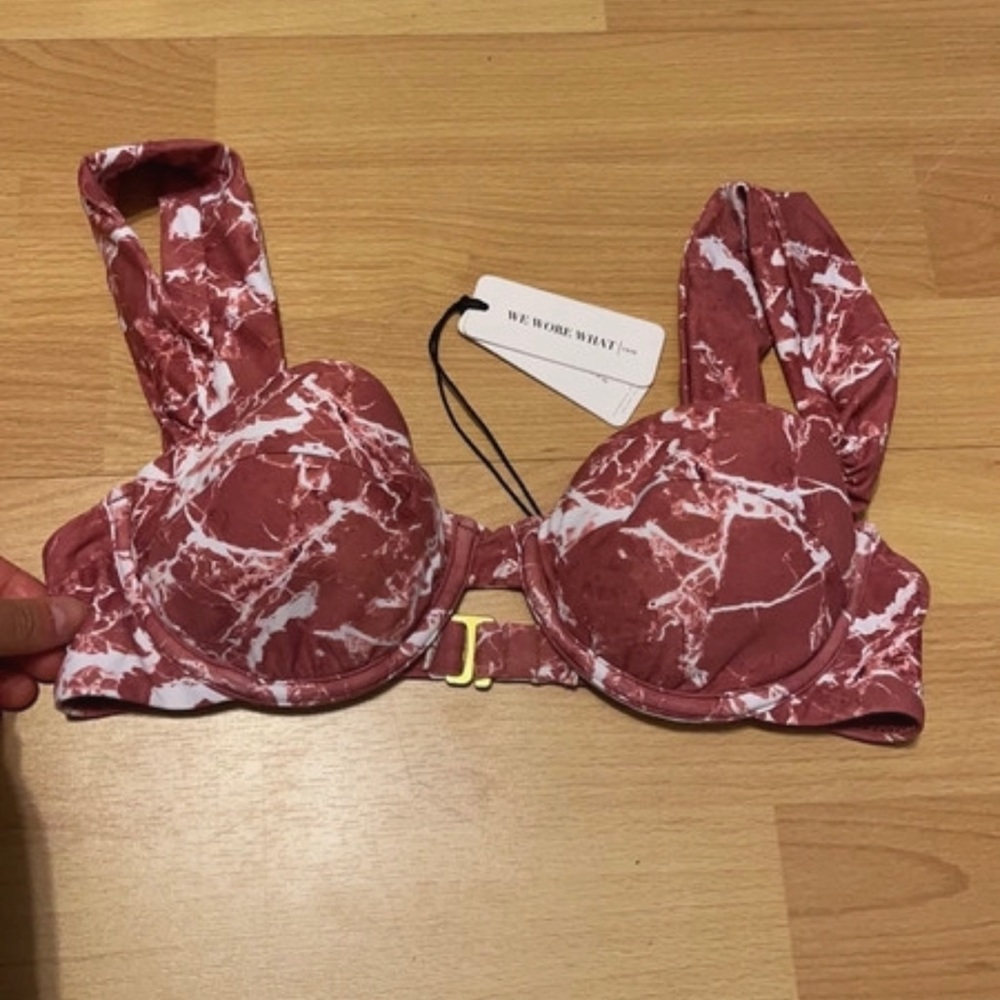 Pink Marble Bikini Top padded xs